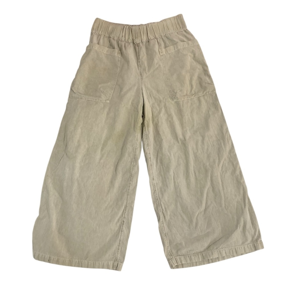 Free People Wide Leg Cropped Pants in Beige